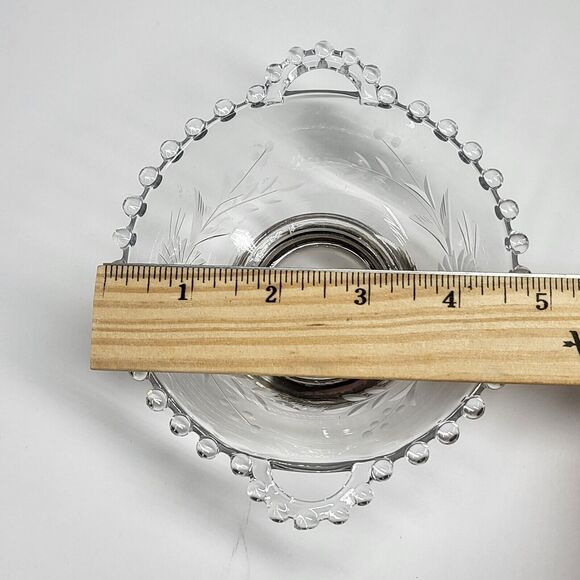 Imperial Candlewick Floral Glass Bowl w/Sterling Silver Base Rim Vintage - Picture 10 of 11